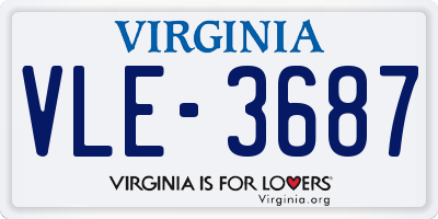 VA license plate VLE3687
