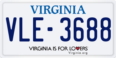 VA license plate VLE3688