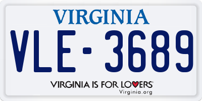 VA license plate VLE3689