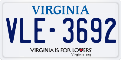 VA license plate VLE3692