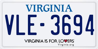 VA license plate VLE3694