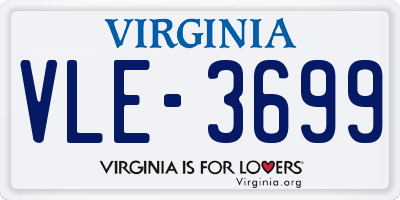 VA license plate VLE3699