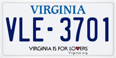 VA license plate VLE3701