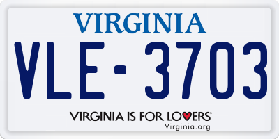 VA license plate VLE3703
