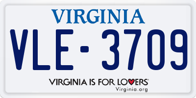 VA license plate VLE3709