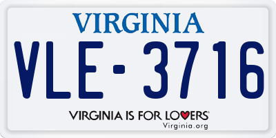 VA license plate VLE3716