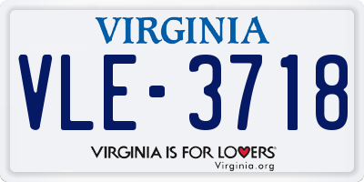 VA license plate VLE3718