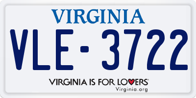 VA license plate VLE3722