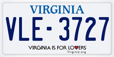 VA license plate VLE3727