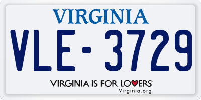 VA license plate VLE3729