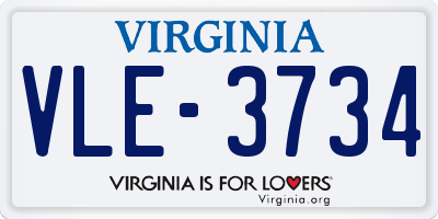 VA license plate VLE3734