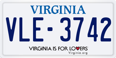 VA license plate VLE3742