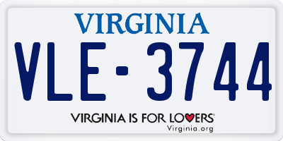 VA license plate VLE3744