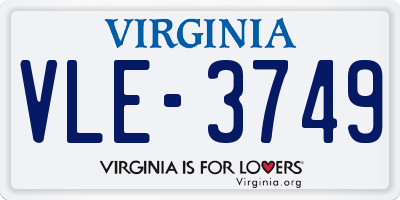 VA license plate VLE3749