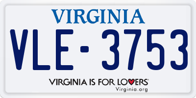VA license plate VLE3753