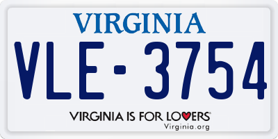 VA license plate VLE3754