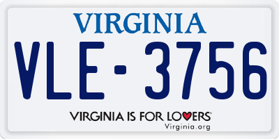 VA license plate VLE3756