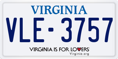 VA license plate VLE3757