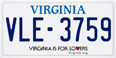 VA license plate VLE3759