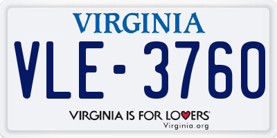 VA license plate VLE3760