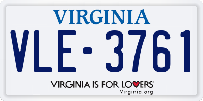 VA license plate VLE3761