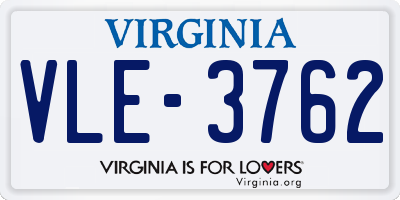 VA license plate VLE3762