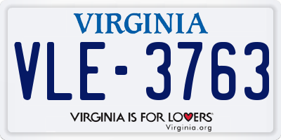 VA license plate VLE3763