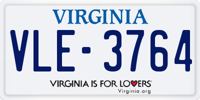 VA license plate VLE3764