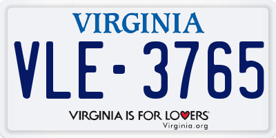 VA license plate VLE3765