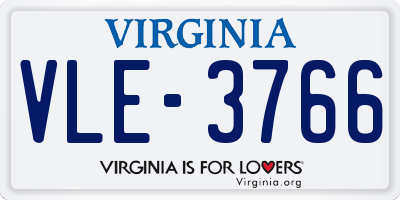 VA license plate VLE3766