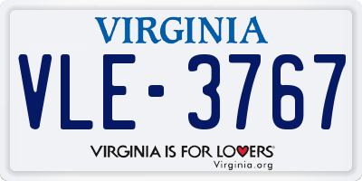 VA license plate VLE3767