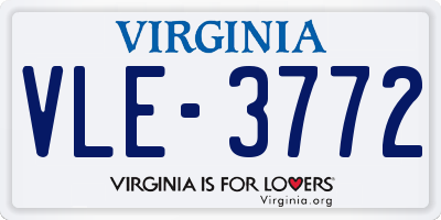 VA license plate VLE3772