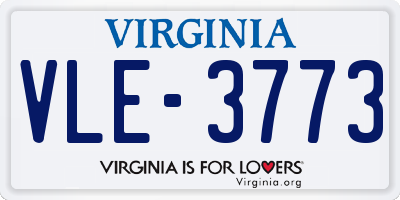 VA license plate VLE3773
