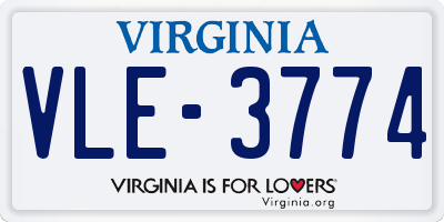 VA license plate VLE3774