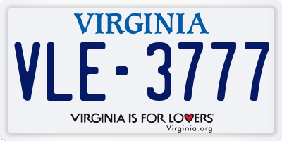 VA license plate VLE3777
