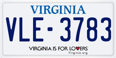 VA license plate VLE3783