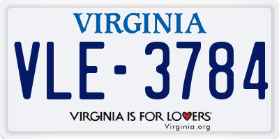 VA license plate VLE3784