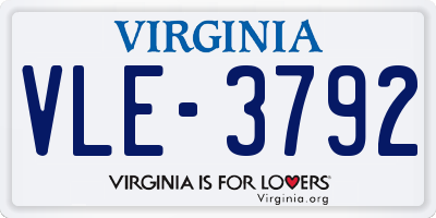 VA license plate VLE3792