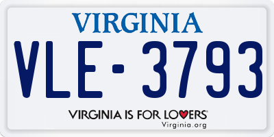 VA license plate VLE3793