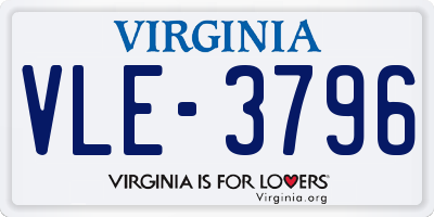 VA license plate VLE3796