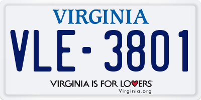 VA license plate VLE3801