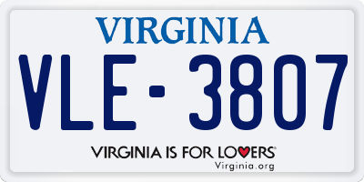 VA license plate VLE3807
