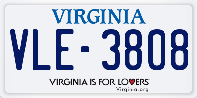 VA license plate VLE3808