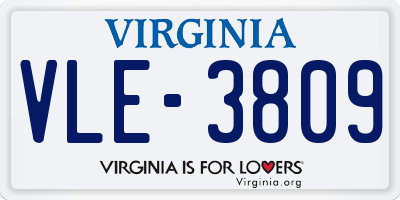 VA license plate VLE3809