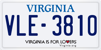 VA license plate VLE3810