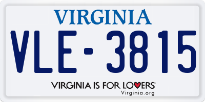 VA license plate VLE3815