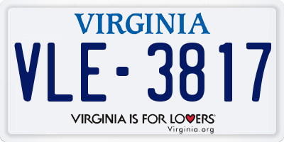 VA license plate VLE3817