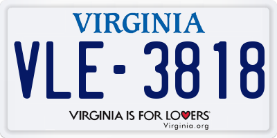 VA license plate VLE3818