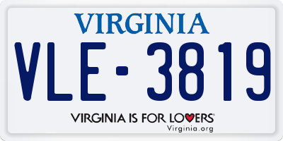 VA license plate VLE3819