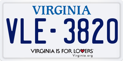 VA license plate VLE3820